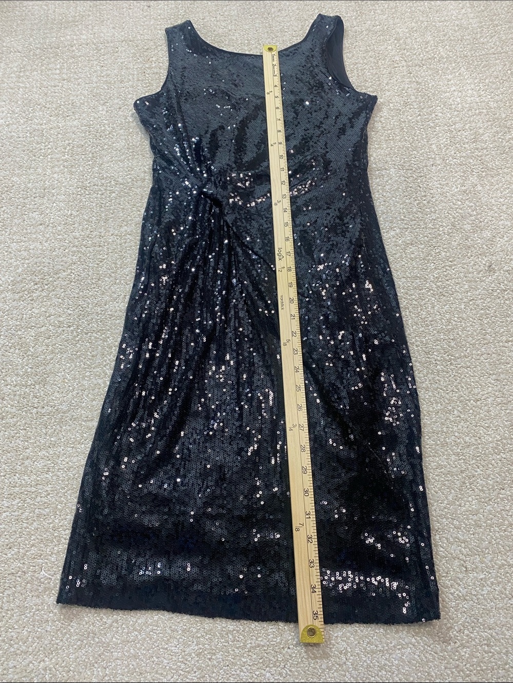 Taylor Black Sequin Twist-Detail Midi Dress Size 4 - Picture 13 of 16